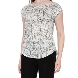Cynthia Rowley Linen Leaf Print Top